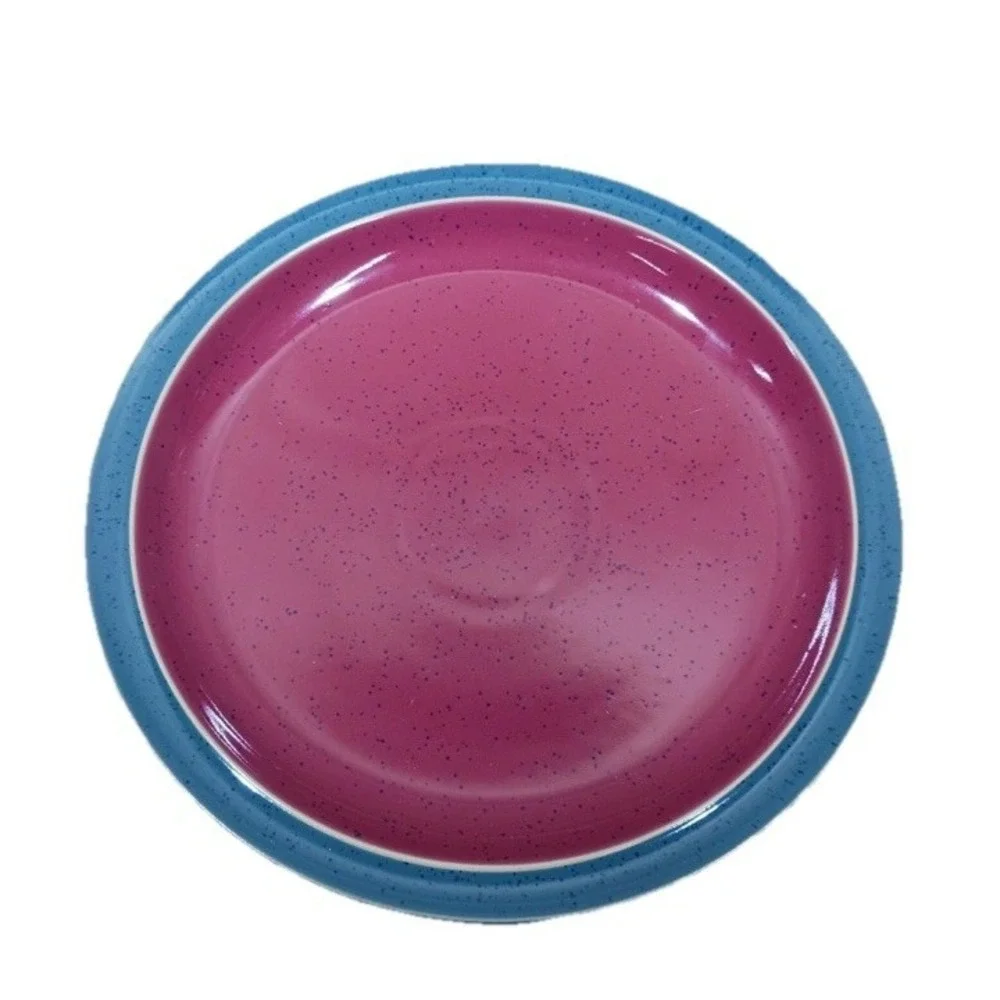 Denby‎ Harlequin Dinner Plates Set Of 3 Red Green Stoneware  England 10.5